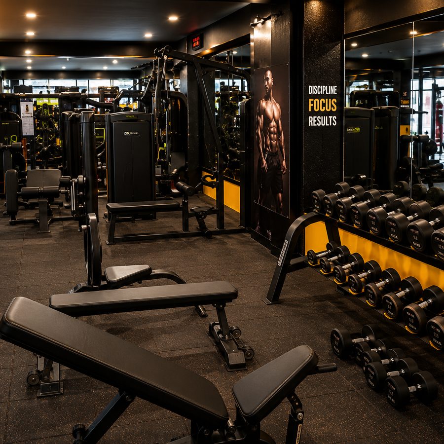 Wide view of the training floor and entrance